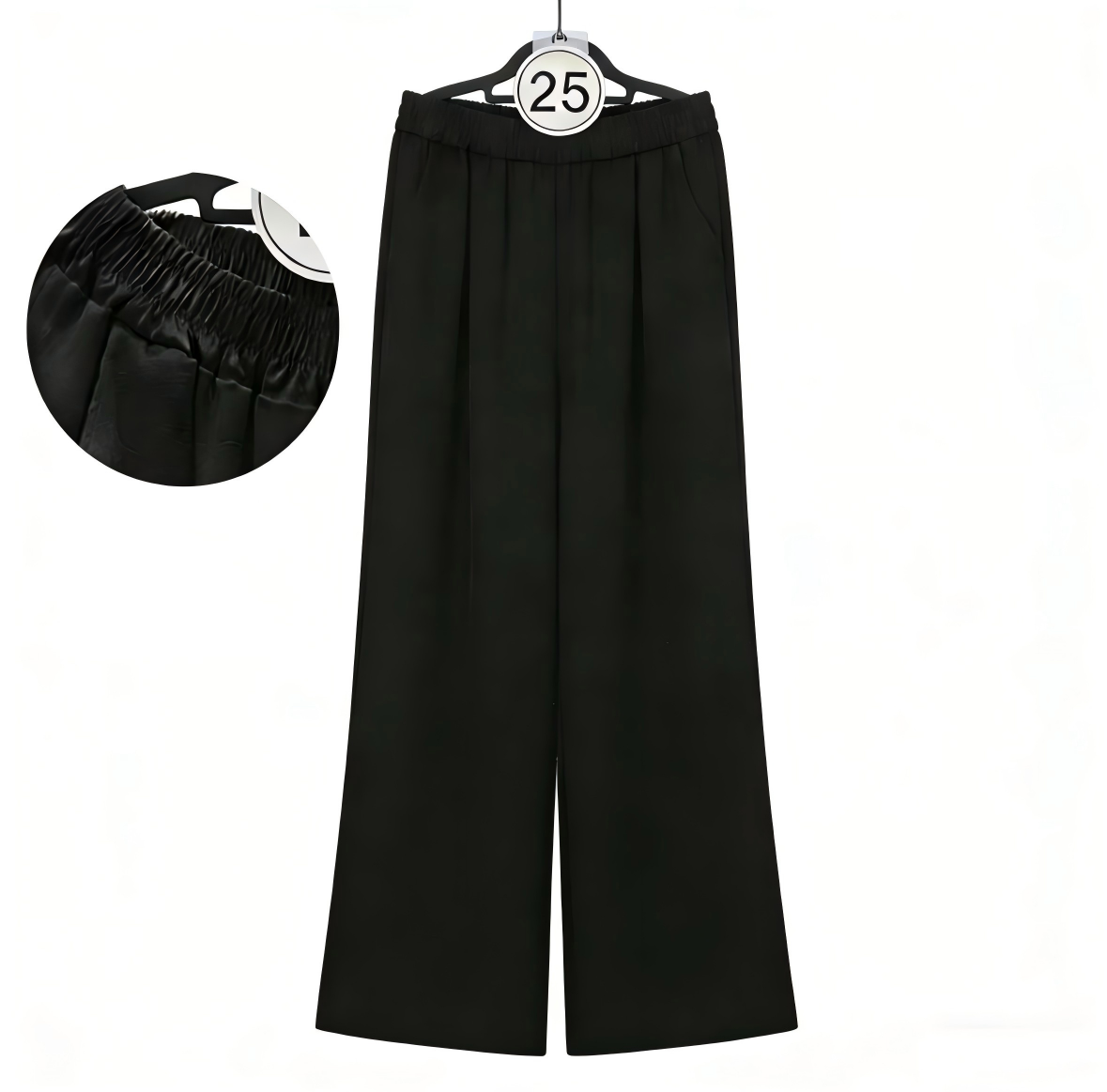 Ice silk acetate versatile pants, new Chinese solid color casual pants, wide leg pants, breathable black