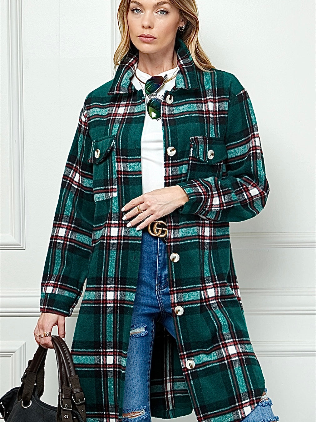 Green Plaid Shacket