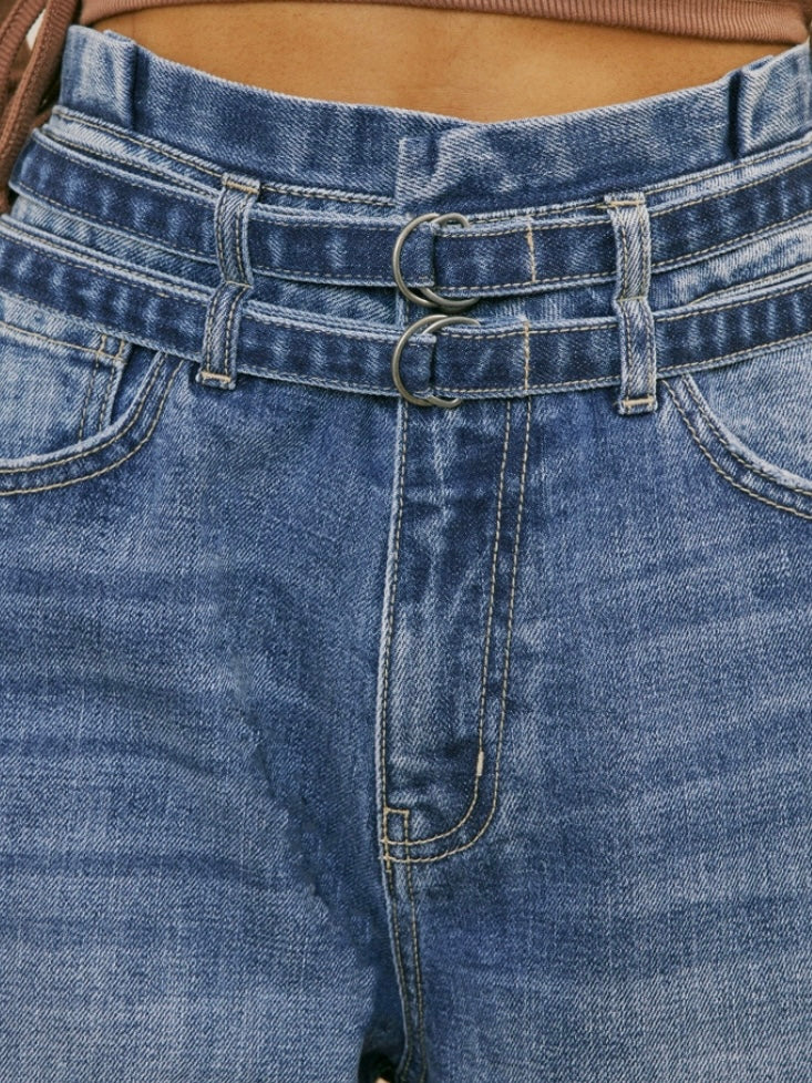 Promise Belted Paperbag Waist Jeans