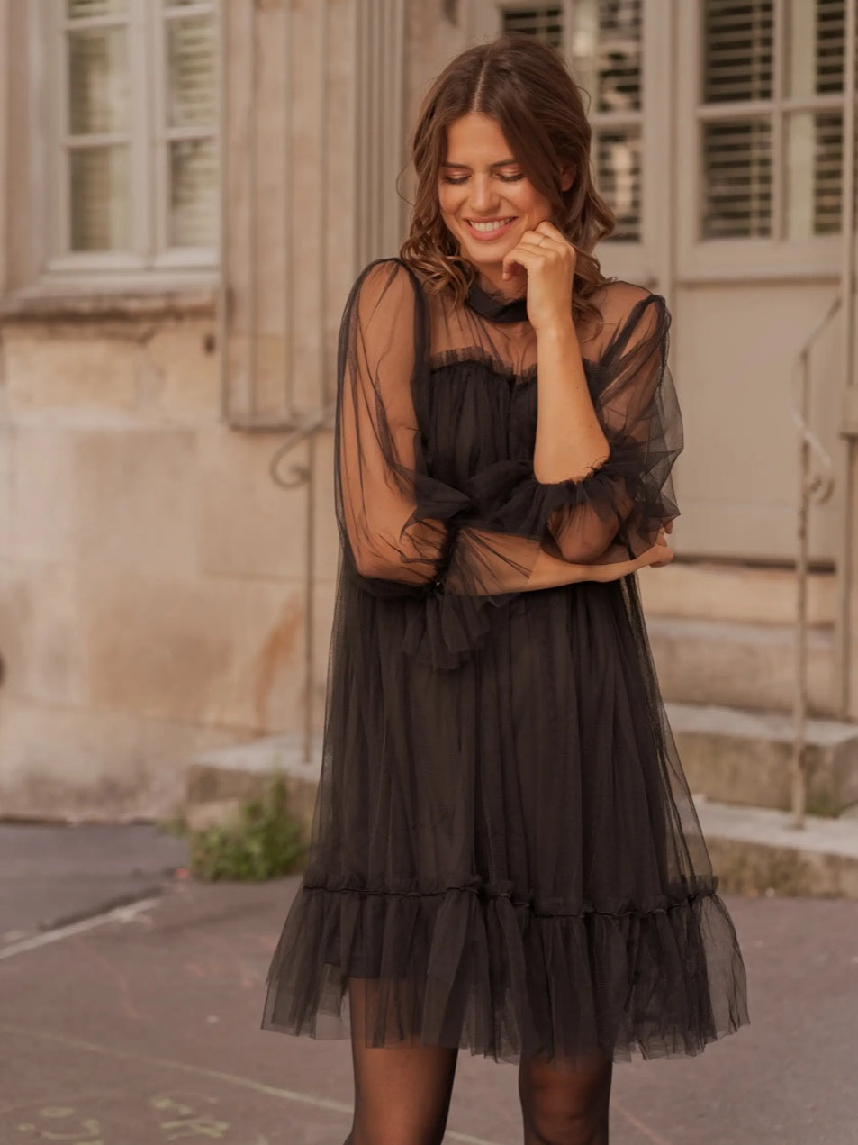 Bardot Tulle Mini Dress
