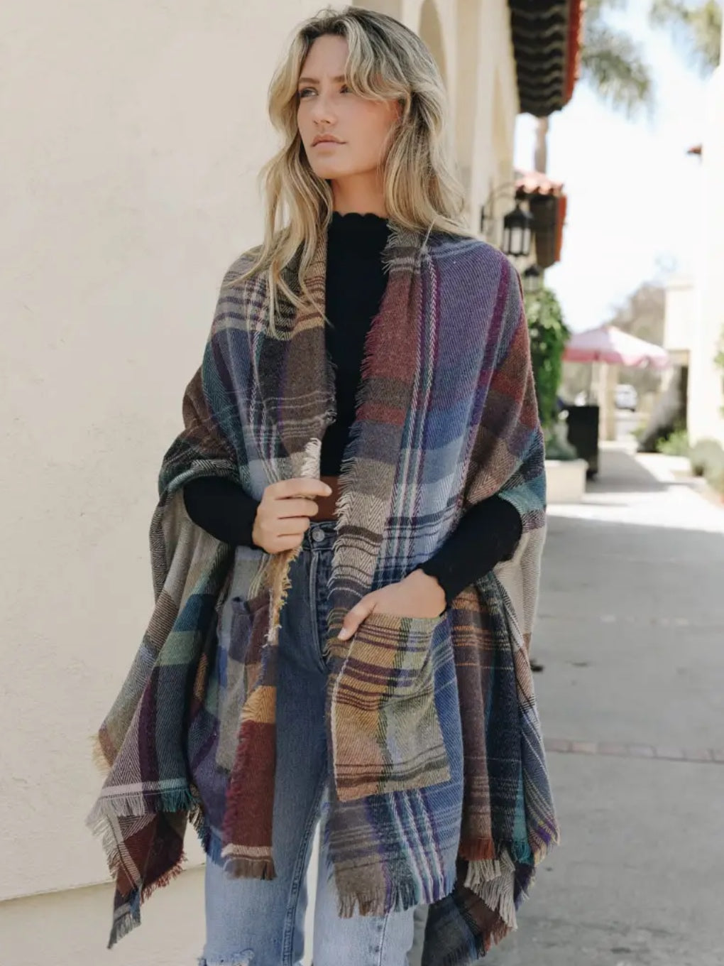 Plaid Pocket Ruana Wrap