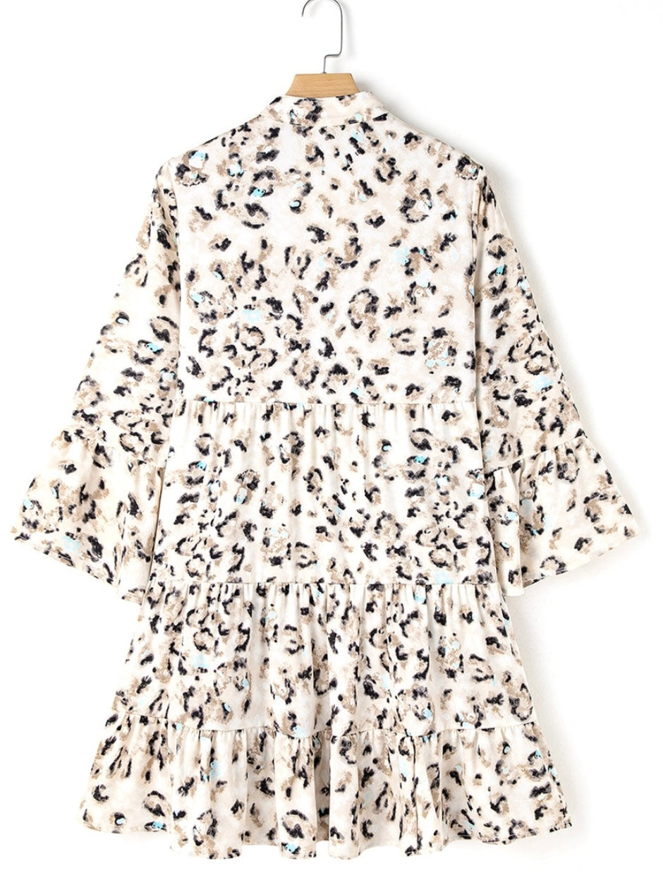 Icy Blue Leopard Tunic Dress