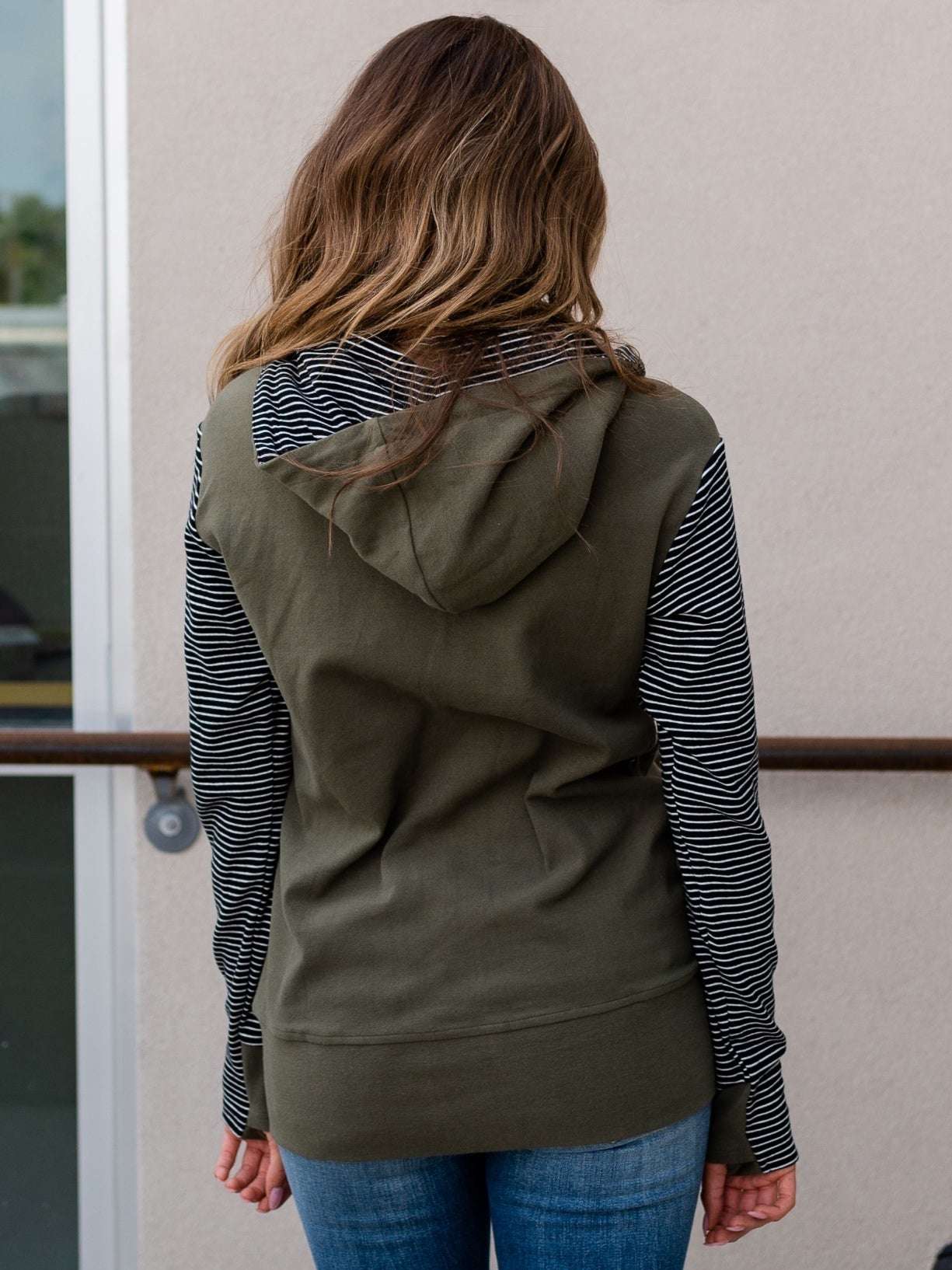 The Striped Olive Full Zip Hoodie