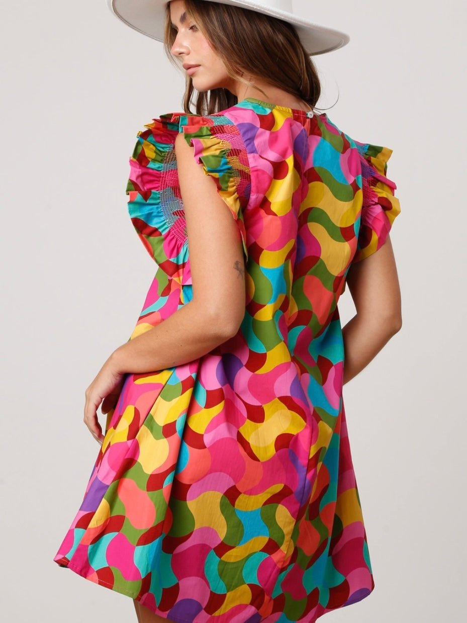 Chroma Wave Shift Dress
