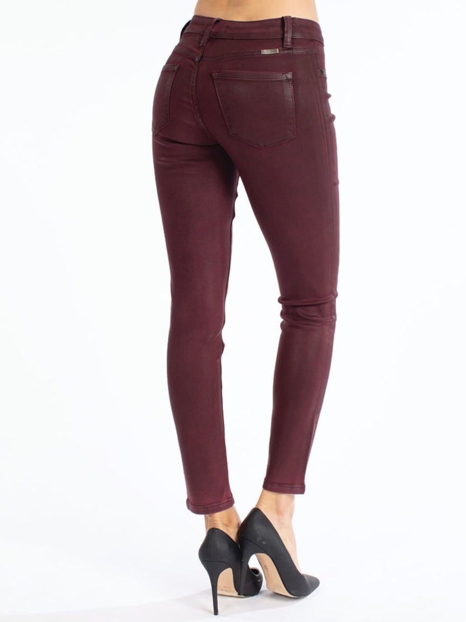 Kancan Coated Burgundy Jeans