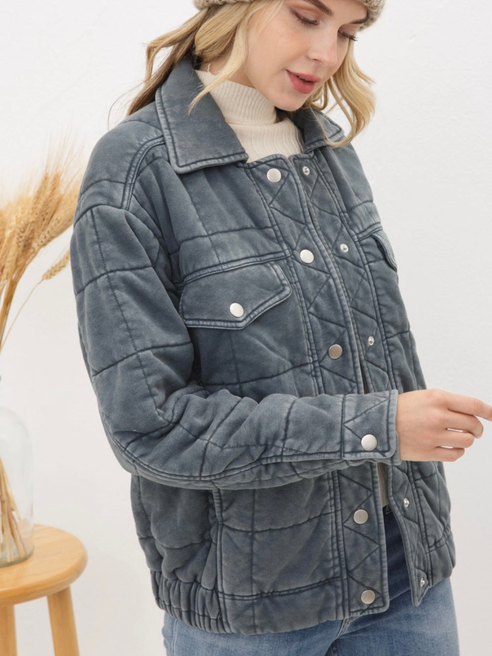 Stone Washed Quilted Jacket