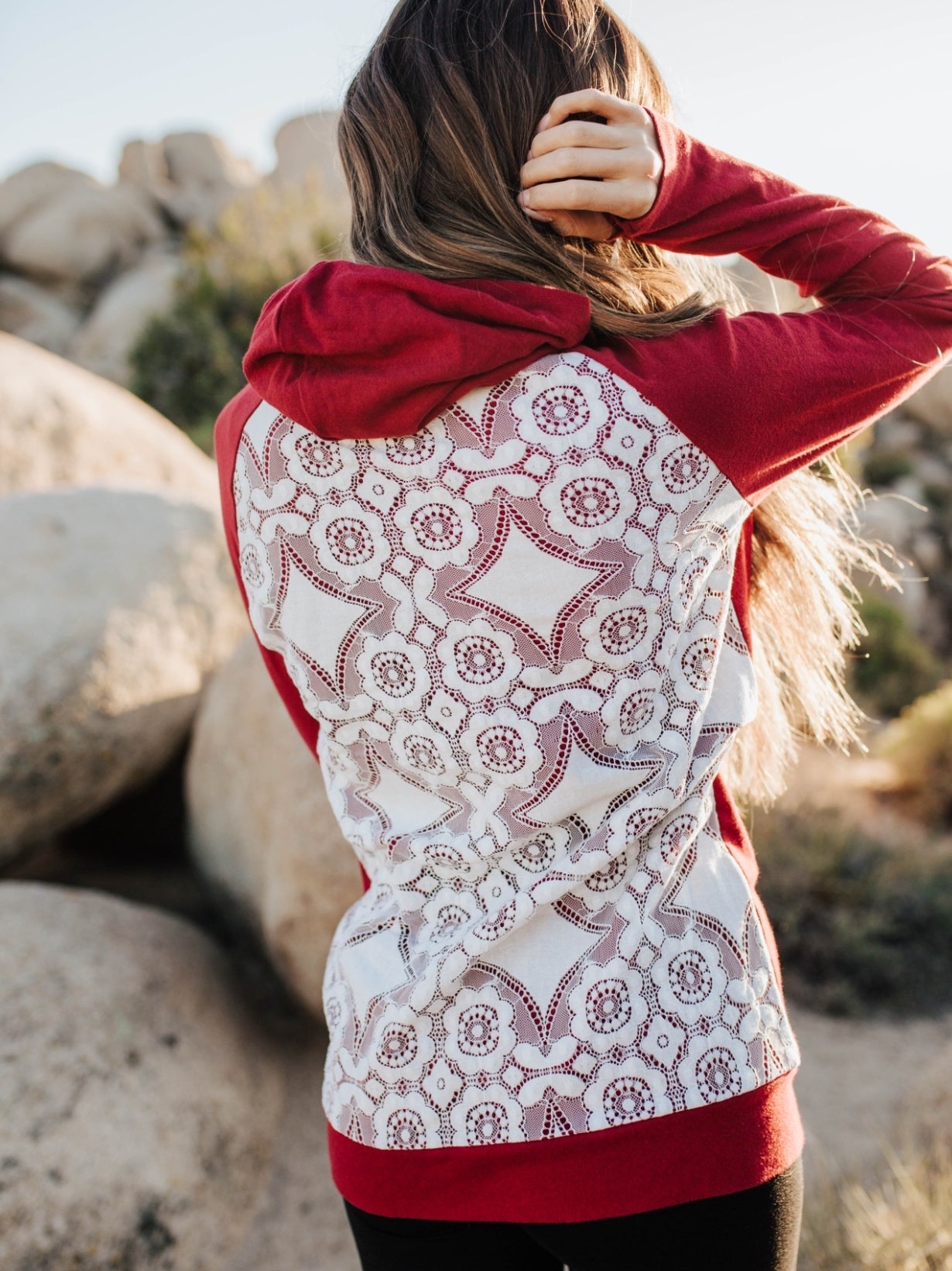 Lovely Lace Burgundy Hoodie