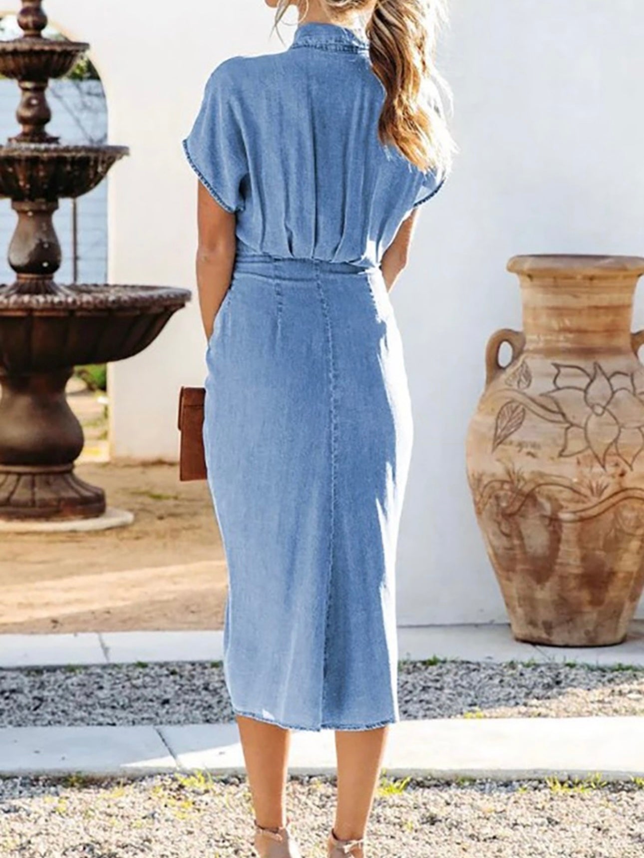 Denim Tie Front Dress