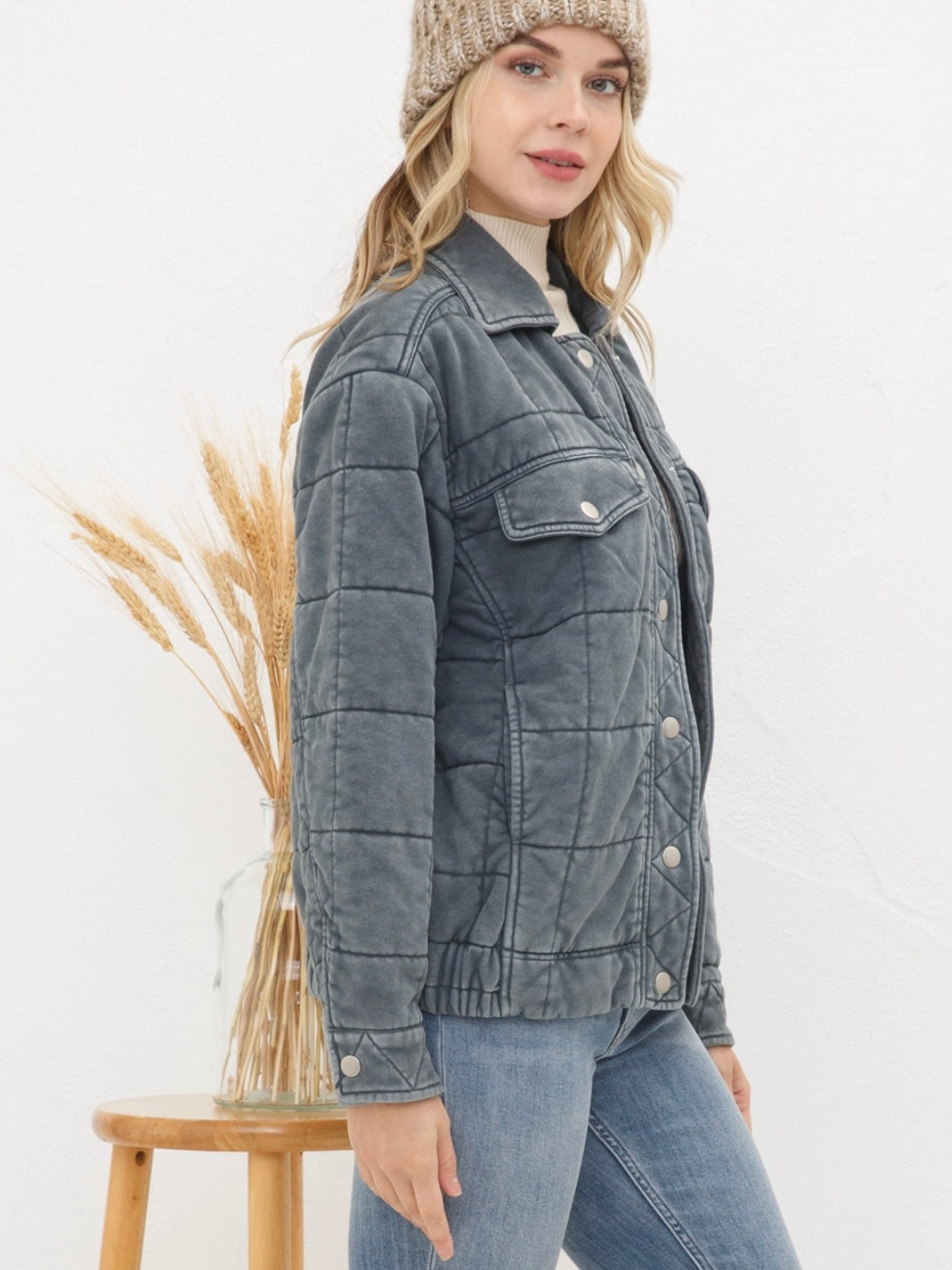 Stone Washed Quilted Jacket