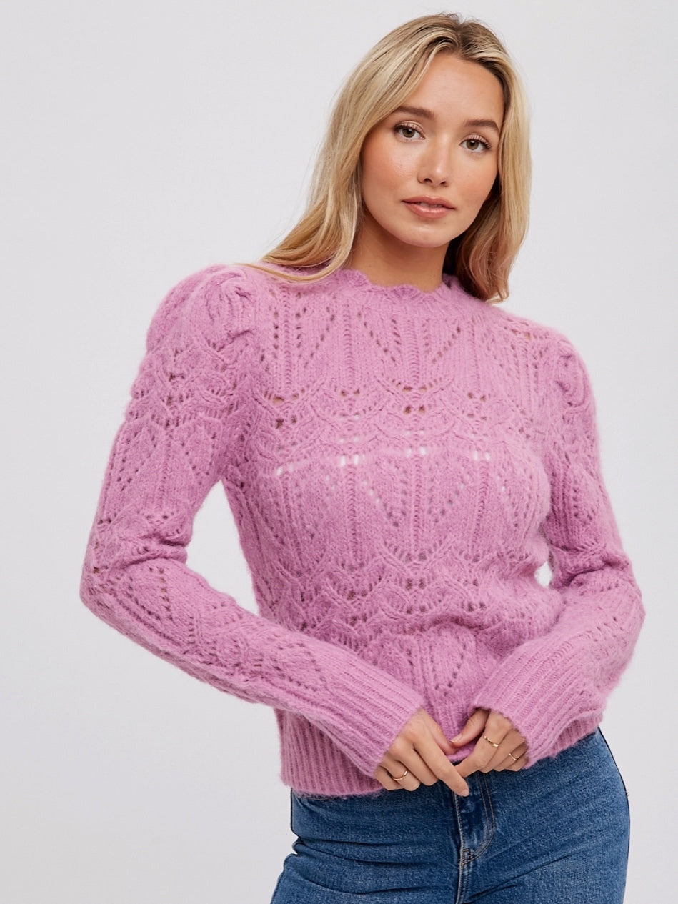 Puff Pointelle Sweater