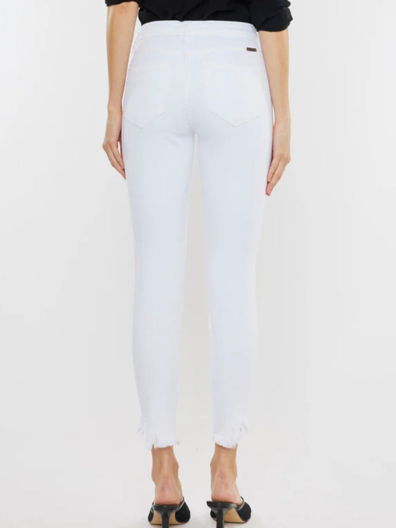 Kancan White Raw Hem Jeans