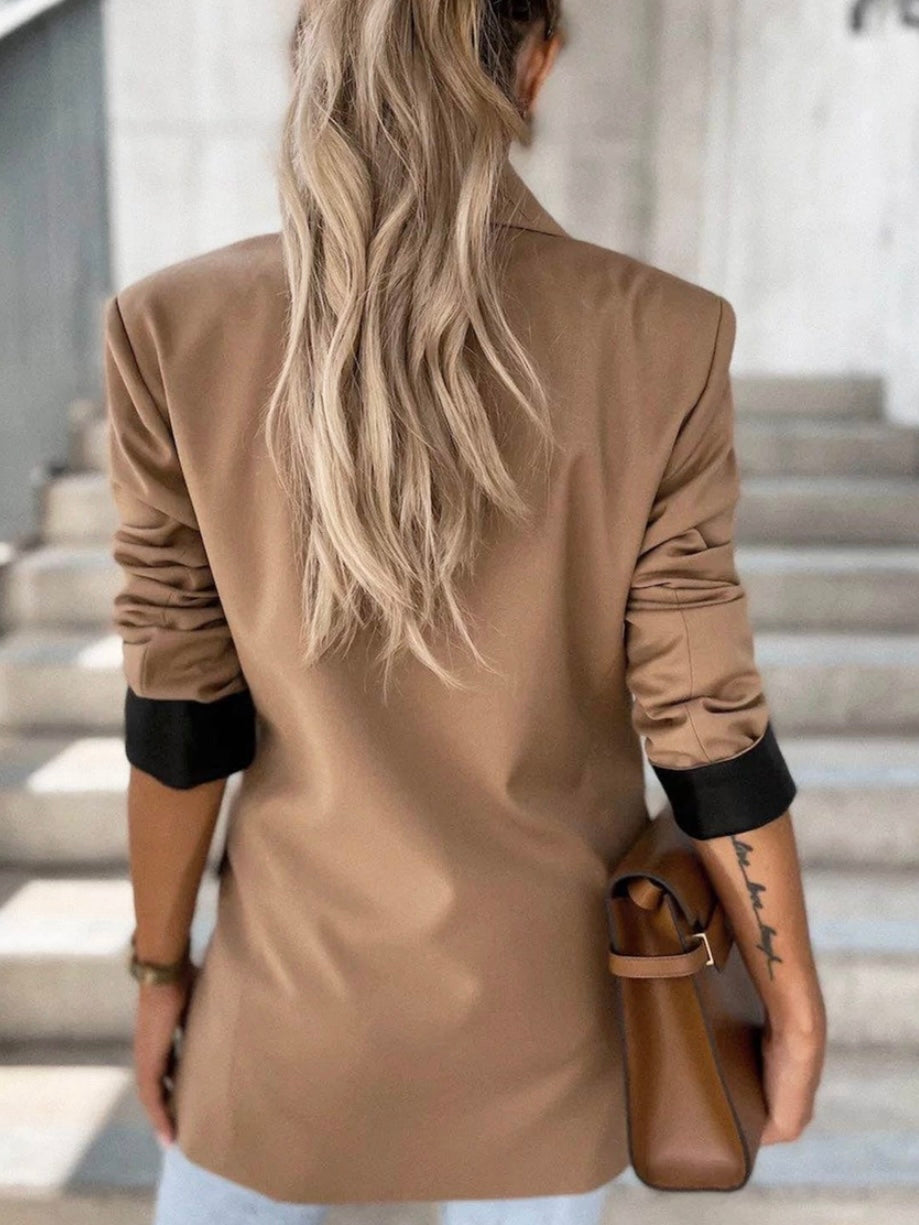 Myla Faux Leather Camel Blazer