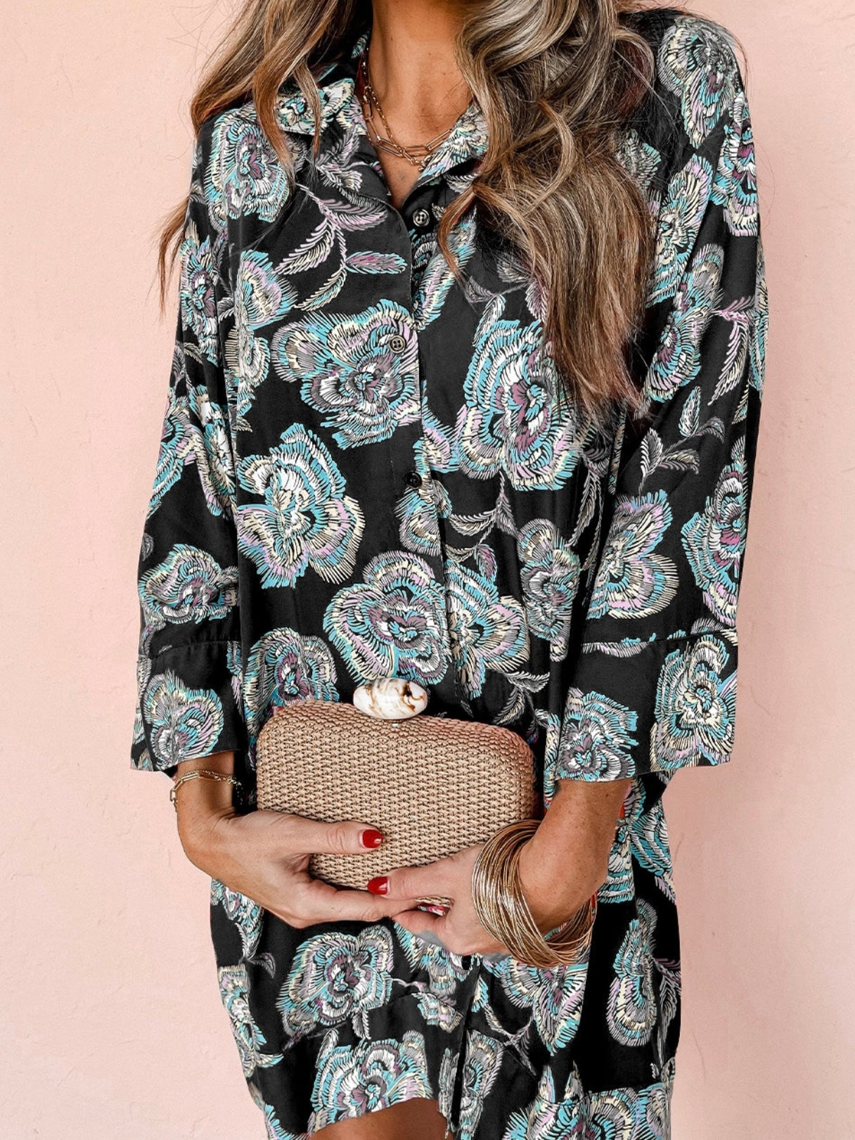 The Black Mandarin Shirt Dress