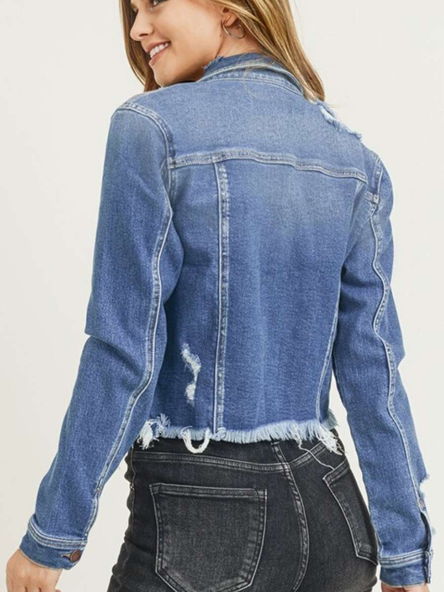 Raw Hem Blue Jean Jacket
