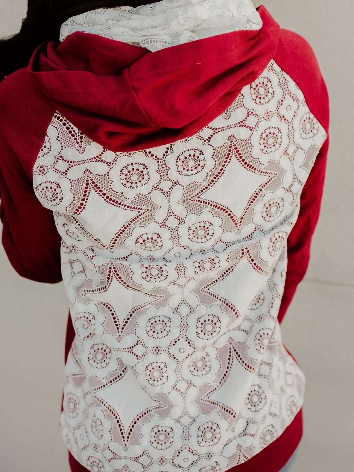 Lovely Lace Burgundy Hoodie