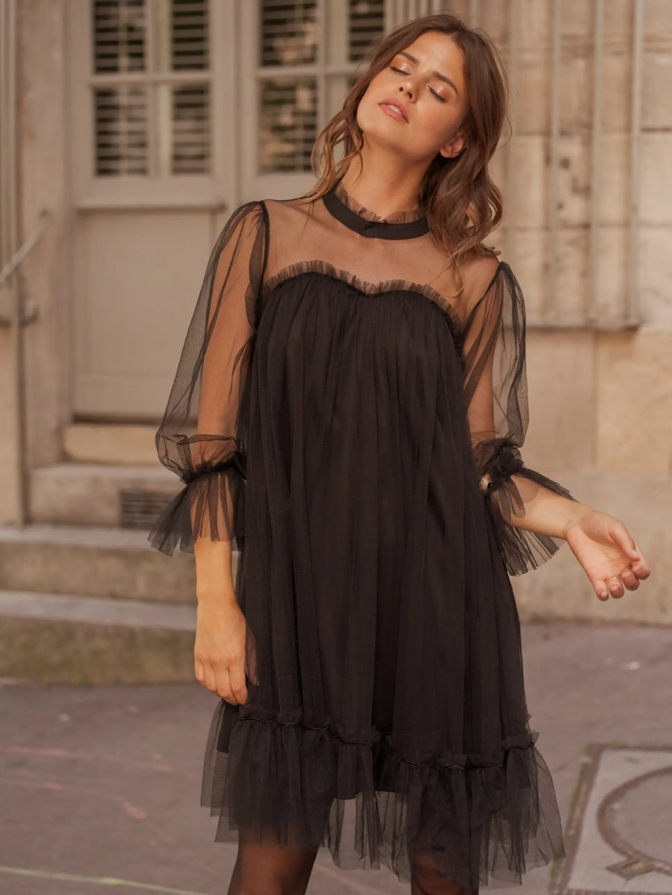 Bardot Tulle Mini Dress