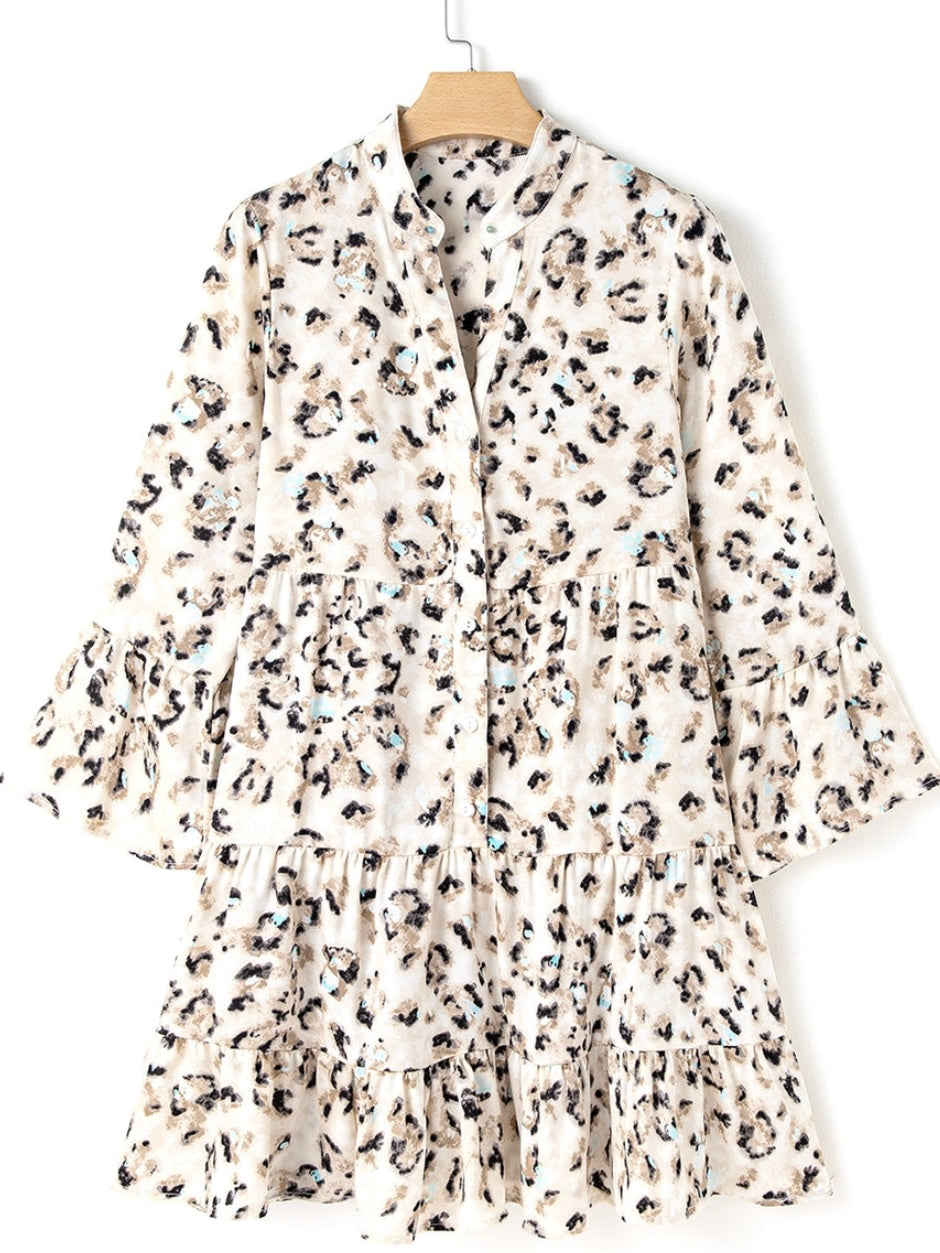 Icy Blue Leopard Tunic Dress