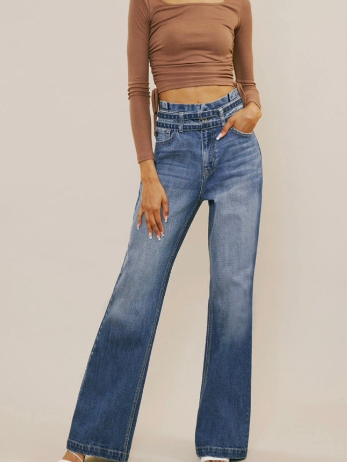 Promise Belted Paperbag Waist Jeans