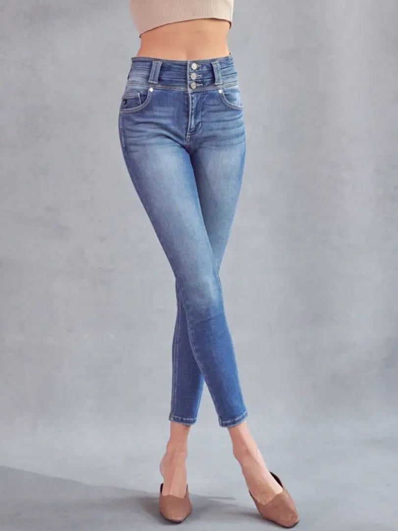 The Skinny Triple Button Kancan Jeans