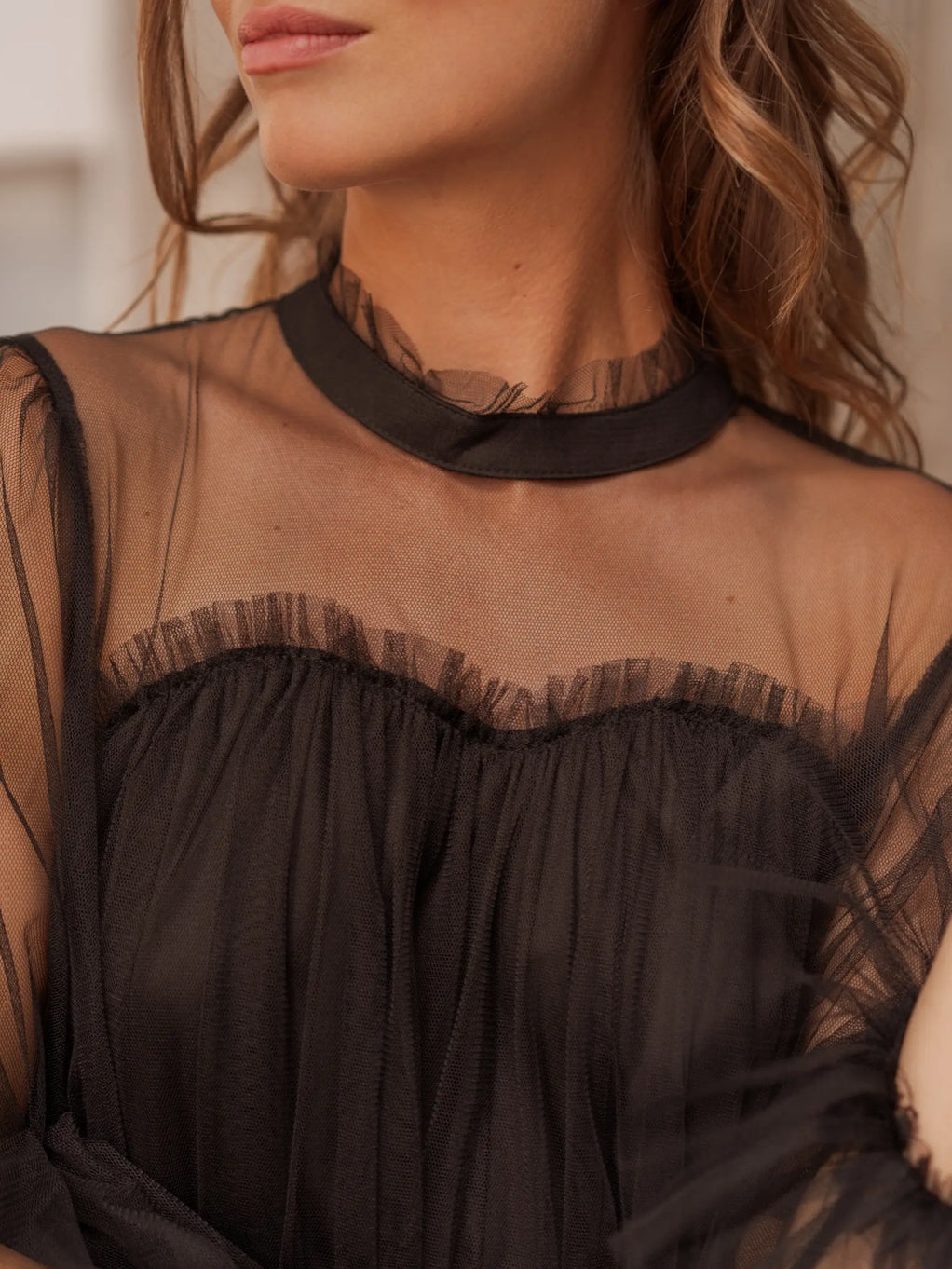 Bardot Tulle Mini Dress