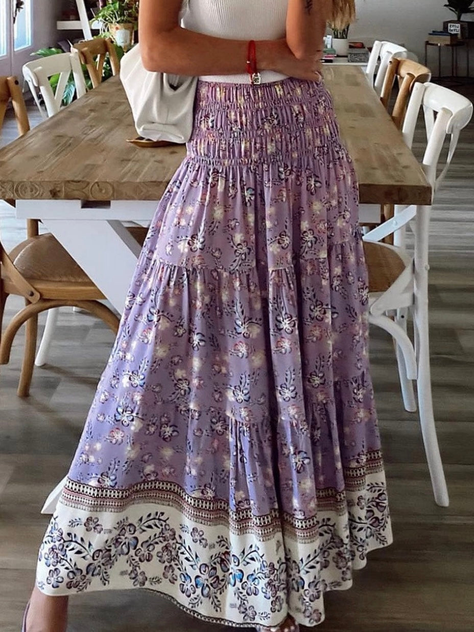 Sandy Purple Boho Maxi Skirt