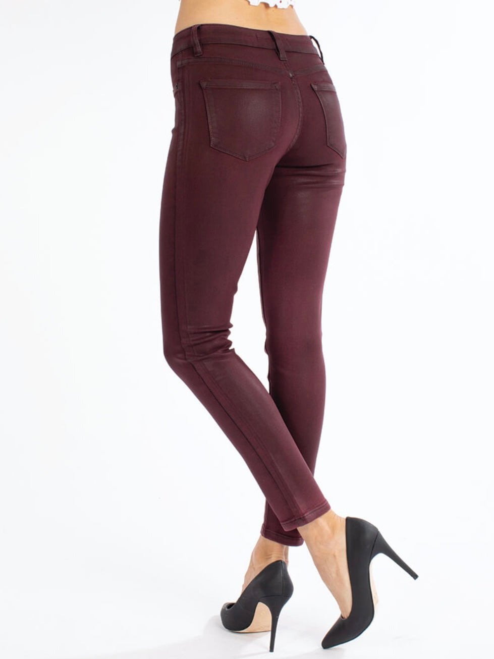 Kancan Coated Burgundy Jeans