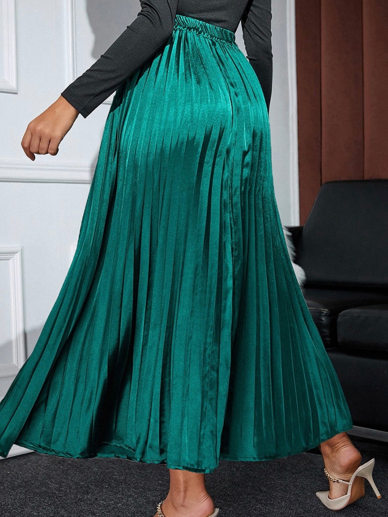 Doja Satin Pleated Skirt